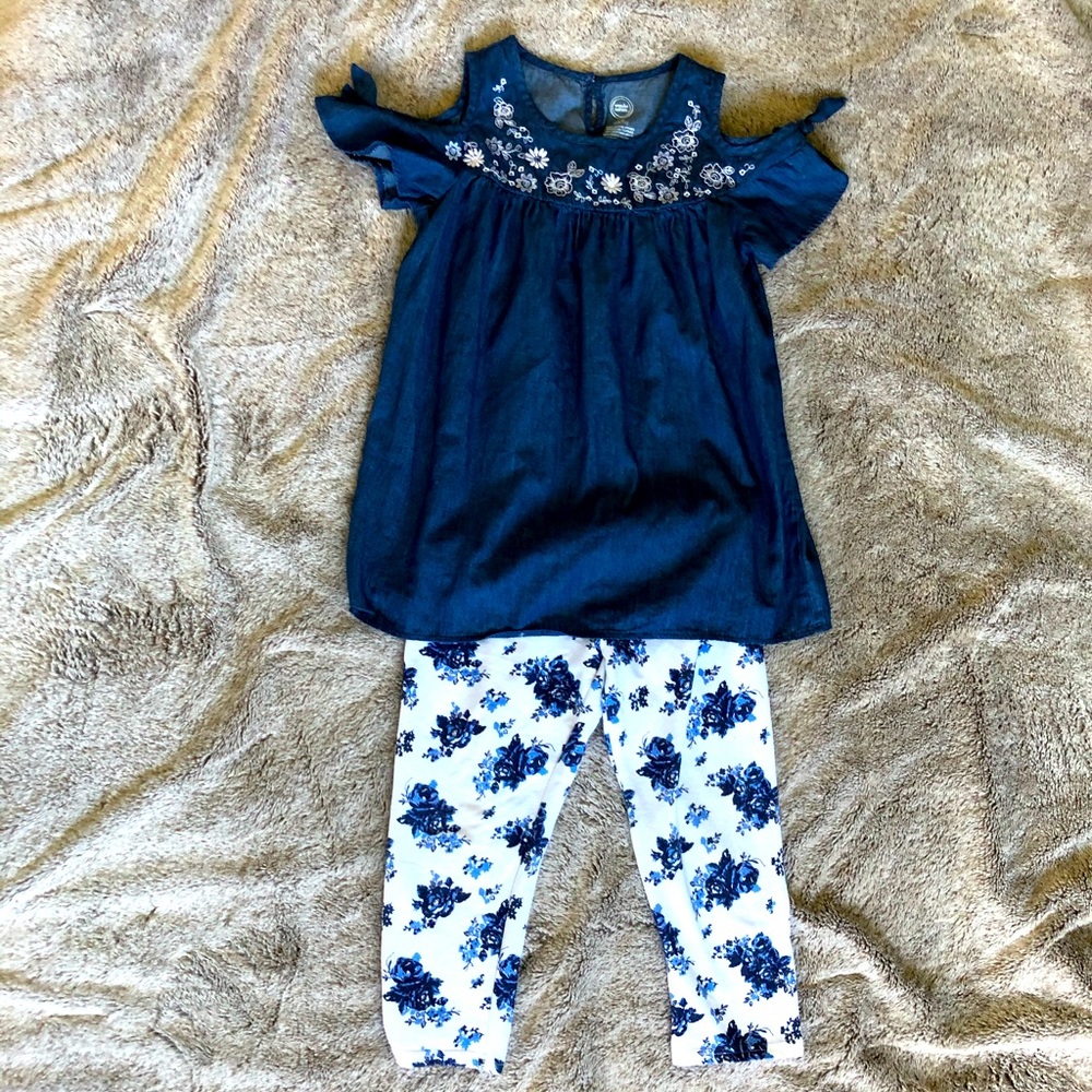 Girls Denim and Floral Outfit